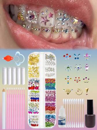 novani 690 Pcs Teeth Gem Kit, Tooth Gems Kit For Teeth DIY Crystals Teeth Diamonds Jewel Kit