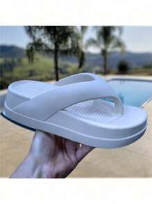 Chinelo Flat Tamanco Nuvem Plataforma Puff Confortavel Feminino Leve - Branco - Visão 1