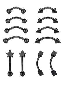 CIZME 女士 Rook 耳环 眉环 不锈钢 Rook 穿孔首饰 垂直唇钉 唇饰 16g 弧形杠铃 贴合耳甲表面 耳屏穿孔首饰 银色 金色 黑色 Rook 首饰 6mm 8mm 10mm 12mm - curved barbell - 查看 17