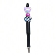 Custom Heart &Checkerboard Print Beaded Ballpoint Pen Perfect For Birthday Anniversaries, Proposals, And Romantic Gifts Back To School