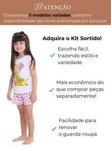 Kit de 5 Pijamas para Bebês Meninas - Conforto e Estilo em Roupas de Dormir Infantis - Multicolorido - Visão 4