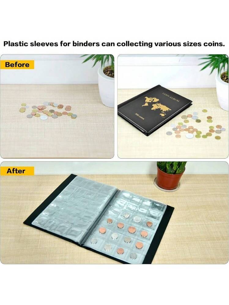 Álbum de colección de monedas para coleccionistas, 300 bolsillos, estuche de almacenamiento de monedas, caja organizadora de fundas de colección para suministros de colecciones, dinero moneda