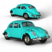 Aqua Green Beetle Miniature: Friction, Doors And Hood Open - 薄荷綠 - 查看 3