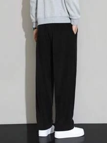 Men's Thick Thermal Lined Long Pants, Winter 2024 - Black - View 2