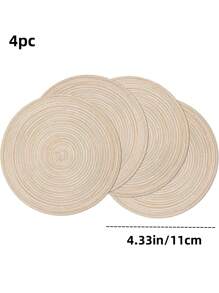 2pcs/12pcs Round Woven Placemats & Coasters Set, 15 Inch, Reversible & Machine Washable, Suitable For Dining Table, Kitchen, Holiday Party, Dinner, Family Gathering (Milk Coffee Color) - Milk Coffee Color - View 11