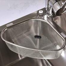 New Stainless Steel Drain Basket Kitchen Sink Strainer Rack, Waste Filter Net, Triangle Shaped Storage Shelf - Multicolor - View 10