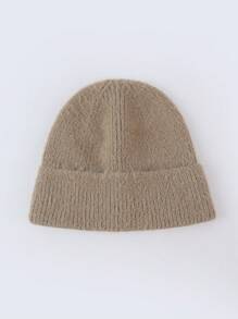 1pc Solid Color Warm Knitted Hat, Soft Fluffy Yarn, Fashionable Unisex Beanie, Autumn/Winter - 1pcs - View 22