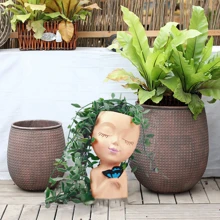 1 chậu hoa mặt đầu chậu hoa mặt đầu chậu hoa độc đáo chậu hoa phù hợp cho cây trồng trong nhà cây mọng nước nhỏ dễ thương chậu hoa trong nhà có hệ thống thoát nước - Nhiều màu - Xem 3