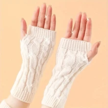 1 双 20 厘米时尚短款针织露指臂套，男女皆宜，适合秋冬季 - 彩色 - 查看 5