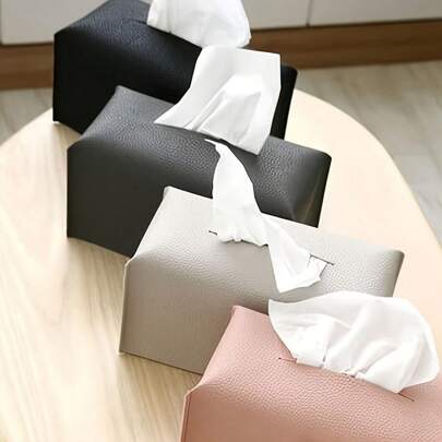 Moderní PU kůže obdélníkový držák na kapesníky, kostka, držák na kapesníky, organizér na obličejový papír, dávkovač pro domácí ložnici, toaletní stolek, kancelář, auto, domácí koupelnu, dekorace, podzimní dekorace, zpátky do školy