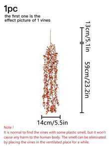 1 件人造塑料桉树悬挂藤蔓 - 家居和办公室货架装饰、情人节、礼物的完美选择 - 亮橙色 - 查看 4