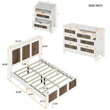 MERAX 4-Pieces Bedroom Sets, Queen Size Farmhouse Platform Bed With Wooden Strip Decoration, Storage Nightstand And Dresser With Metal Handle - 白色 - 查看 3