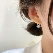 1 Cặp bông tai đính đá Cubic Zirconia tổng hợp tối giản sang trọng, thiết kế đa năng - Vàng - Xem 2