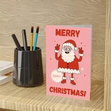 1 张有趣的圣诞节快乐圣诞老人和糖果主题圣诞贺卡，带信封 - 非常适合朋友、家人和同事节日问候 - 均碼 - 查看 7