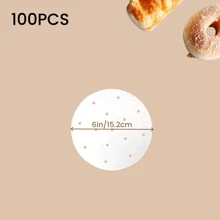 100 pezzi Fogli di carta pergamena forati per vaporiera in bambù, 100% polpa di legno naturale non candeggiata, filtri rotondi impermeabili e antiaderenti, adatti per friggitrice ad aria, forno, microonde - Bianco - Visualizzare 13