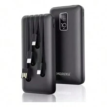 10000mah Power Bank Batería Portátil Carga Rápida 4 Cables - Negro - Ver 1