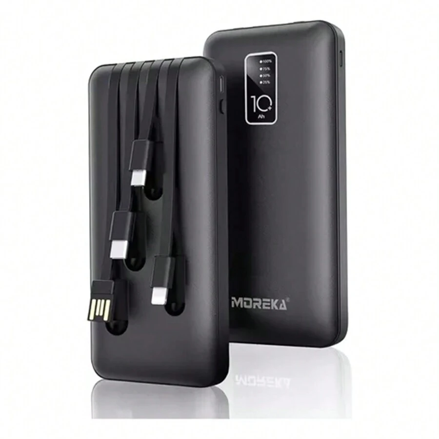 10000mah Power Bank Batería Portátil Carga Rápida 4 Cables - Negro - Ver 1
