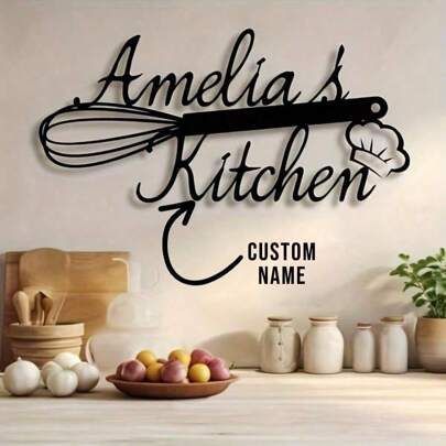 Kitchen Customizable Metal Wall Art Sign - Artistic Farmhouse Kitchen Decoration, Personalized Home Theme, Reusable And Removable, Asymmetrical Shape, Metal Surface Recommended, Valentine's Day, Valentine's Day Decoration, Decorative Fashion, High Quality, Stylish, Exquisite Customization