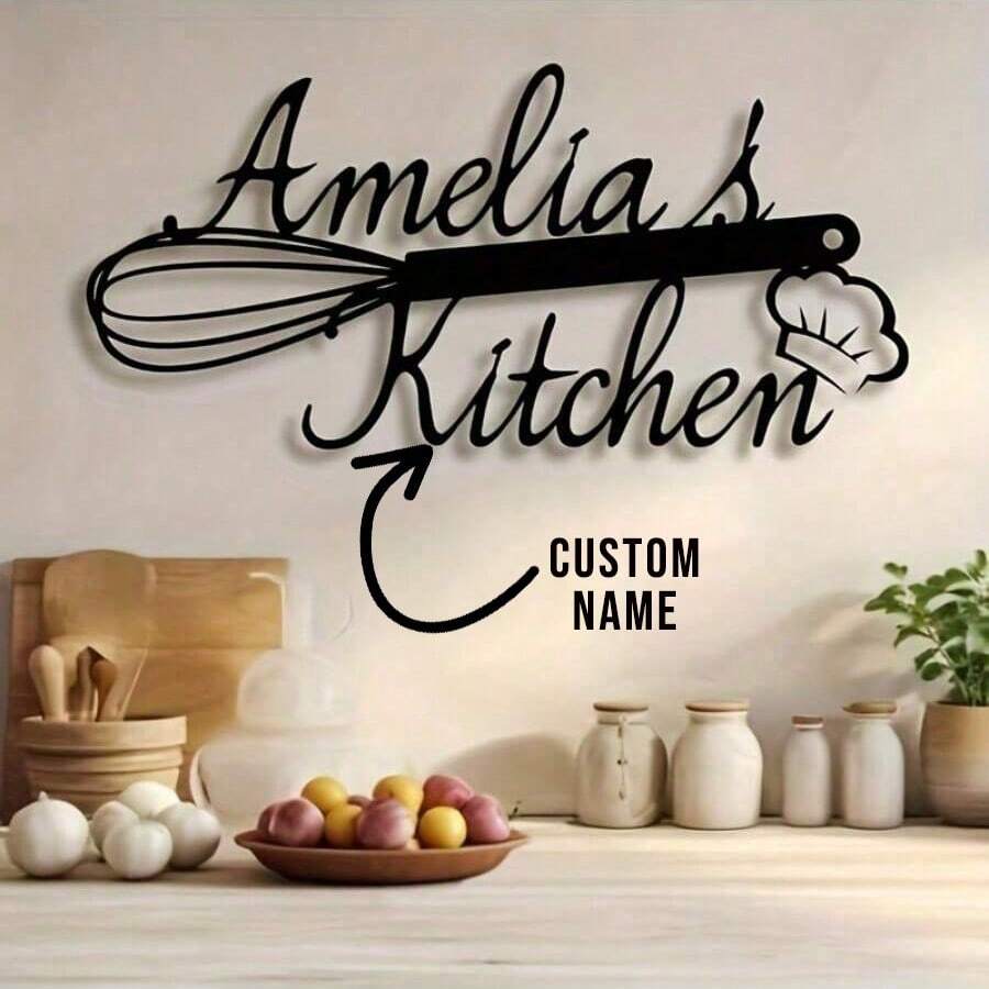 Kitchen Customizable Metal Wall Art Sign - Artistic Farmhouse Kitchen Decoration, Personalized Home Theme, Reusable And Removable, Asymmetrical Shape, Metal Surface Recommended, Valentine's Day, Valentine's Day Decoration, Decorative Fashion, High Quality, Stylish, Exquisite Customization