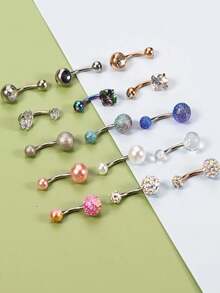 CIZME 肚脐环 金色 银色 肚脐环 不锈钢 肚脐环 防过敏 响片 肚脐环 铰链式 肚脐环 女士肚脐穿孔 吊坠肚脐环 吊坠肚脐环 悬垂式 独特肚脐穿孔 时尚肚脐环 心形 蝴蝶形 珍珠圈 肚脐饰品 6mm 8mm 10mm 12mm 14mm - belly button ring - 查看 19