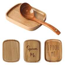 Reposacoldheres de acacia para la encimera de la cocina, soporte para cucharas para la estufa, soporte para espátulas de cocina para la encimera, reposacoldheres de café, con pies de silicona antideslizante, reposacoldheres de estilo rústico