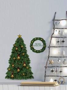 1 件/2 件/4 件 35 * 60 厘米/13.77 * 23.62 英寸 30 * 90 厘米/11.81 * 35.43 英寸 圣诞树圣诞猫墙贴 客厅卧室贴纸 圣诞装饰可移除 PVC 贴花房间墙壁壁画 - 彩色 - 查看 6