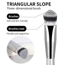 4pcs Professional Facial Makeup Brush Set,With Foundation Brush,Blush Brush,Loose Powder Brush, Concealer Brush,Double-Ended Nose Shadow Highlight Brush,Makeup Tools With Soft Fiber For Easy To Carrying,Brush For Travel. - Silver - View 11