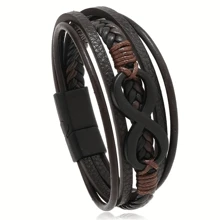 8pcs Alloy Magnetic Clasp Braided Multilayer Bracelet