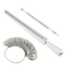 3 件装铝合金戒指尺寸规，塑料尺，用于测量戒指、手链、手指周长，尺寸 1-33 - 多色 - 查看 6