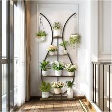 PflanzenstäNder Halter Indoor Holz Desktop Metall Gestell Pflanzenregal 5-Tier HöLzern Blumenregal Pflanzentreppe Indoor Zimmerecke Wohnzimmer Balkon Terrasse - Standard - Übersicht 3