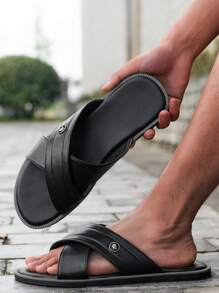 Men's High-End Business Comfortable Soft-Bottom Flat Sandals - Black - View 2