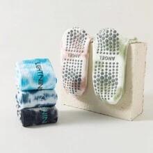 Nuevos calcetines de tubo medio de yoga con teñido anudado para mujeres, calcetines antideslizantes que absorben la humedad para usar en casa, ejercicio, pilates y fitness, ideales para otoño/invierno