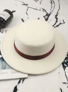 1st Dames Warme Herfst & Winter M Geletterde Vilt Hoed, Kleine Rand Britse Stijl Fedora Hoed, Voor Dagelijks Gebruik