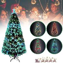 LILIIN 120cm Lighting Artificial Christmas Tree With Lighting Color Change - LED Fir Tree Christmas Tree Decorative Tree With Fiber Optic (120cm/150cm/180cm/210cm/240cm, Colorful Fiber Optic) - Green - View 2
