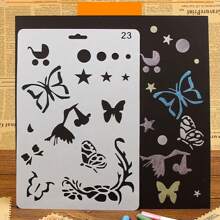 1 件蕾丝镂空绘图模板，DIY 剪贴簿相册主题蕾丝镂空模板工具，适用于剪贴簿、DIY 手工书、学生绘图模板、节日绘图模板、喷涂模板、圣诞主题镂空绘图模板、学生礼物、同学礼物、圣诞礼物、节日礼物、返校、学校用品 - 白色 - 查看 13