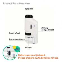 Student Microscope, Portable Mini Microscope, Handheld Science Microscope, Optical Lens - White - View 4