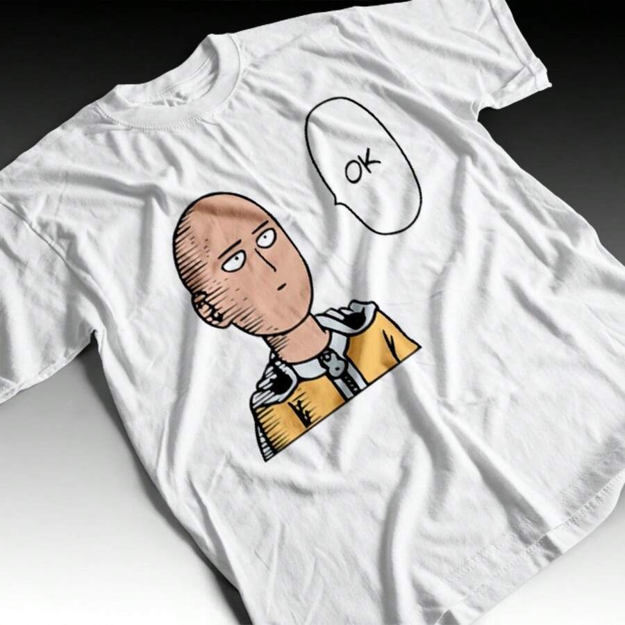 One Punch Man Saitama T-Shirt Japanese Anime Manga Geek Nerd Shirt Blouse Unisex Male Female 100% Cotton Top Premium Streetwear New Release Fast Shipping Various Colors!! Plus Size - trắng - Xem 1