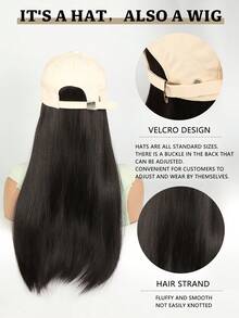 Baseball Cap Hair Extensions For Women And Girls With Adjustable Hat 18 Inch Heat Resistant Synthetic Fiber Wig Long Straight Stylish Wigs Baseball Cap Wigs For Daily Use - Black-brown - View 6