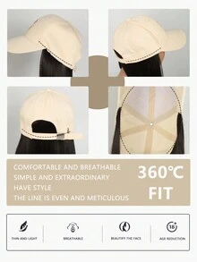 Baseball Cap Hair Extensions For Women And Girls With Adjustable Hat 18 Inch Heat Resistant Synthetic Fiber Wig Long Straight Stylish Wigs Baseball Cap Wigs For Daily Use - Black-brown - View 7