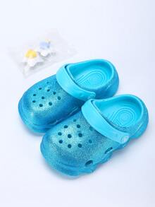Modische Blumen Deko Kinder Durchbrochene Clogs, leicht & rutschfestes EVA Material Kinder Garten Clogs & Pantoletten, helle Farben wasserdichte Strand & Innen Hausschuhe - Lindgrün - Übersicht 7