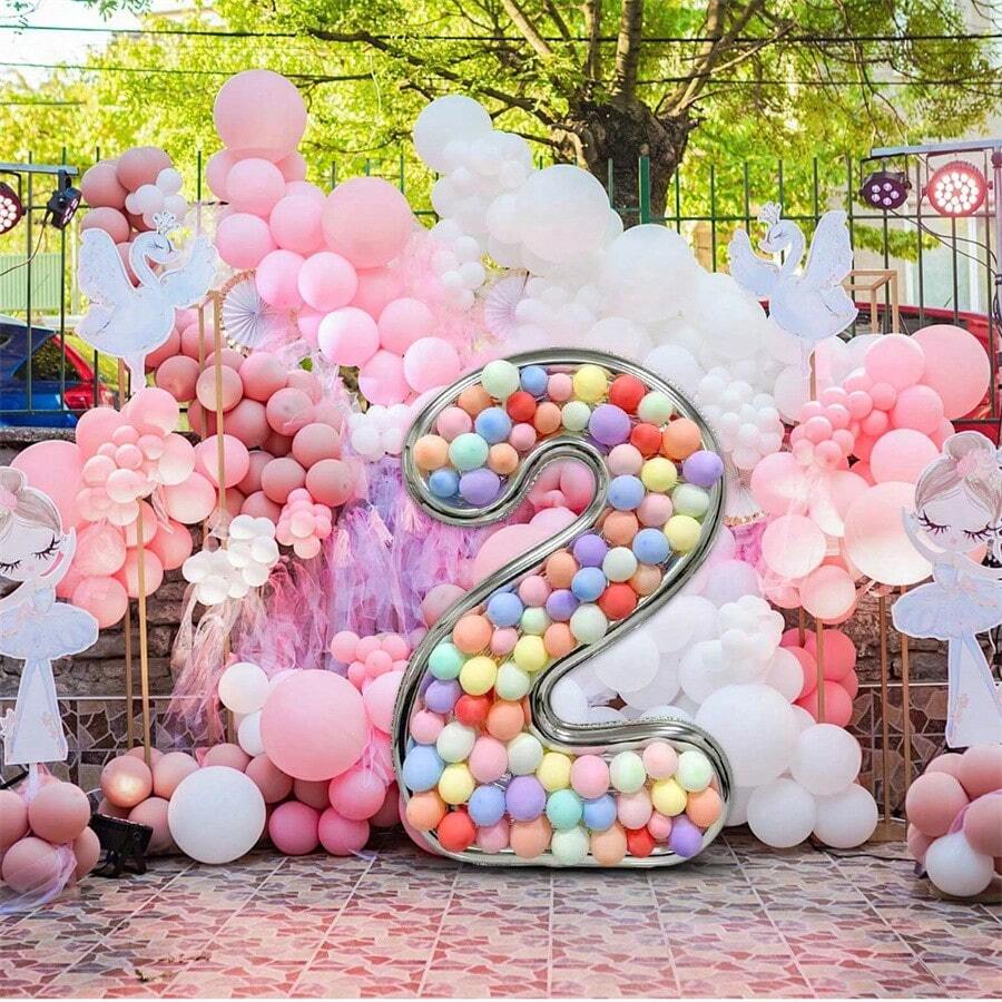 65インチ 大型 数字 フォイル バルーン DIY 組み立て フレーム 1歳の誕生日パーティー装飾 ウェディング 記念日用品 モザイクボックス