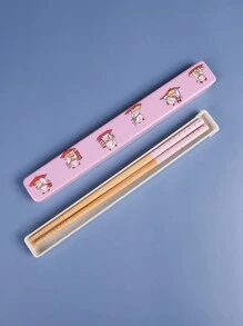 日式筷子收纳盒，便携式餐具套装，含 1 双筷子，竹子材质圣诞礼物 - 圖案 - 查看 12