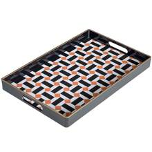 Zosenley Rectangular Tray - Decorative Tray, Plastic Tray With Handles Modern Vanity Tray Serving Tray For Ottoman, Coffee Table, Kitchen And Bathroom Halloween Christmas Costume Gifts 15.7 X 10.2 Inch Bathroom Decor Summer Back To School