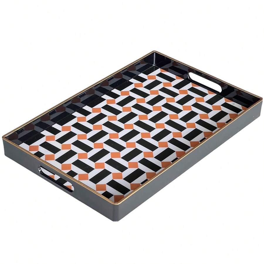 Zosenley Rectangular Tray - Decorative Tray, Plastic Tray With Handles Modern Vanity Tray Serving Tray For Ottoman, Coffee Table, Kitchen And Bathroom Halloween Christmas Costume Gifts 15.7 X 10.2 Inch Bathroom Decor Summer Back To School