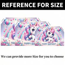 1PC 可爱卡通彩虹独角兽生日主题派对装饰背景 210*150/150*100/100*75CM 粉紫色背景彩虹气球花朵迷人独角兽背景布适用于生日派对及一般庆典场地装饰背景布影楼拍照装饰背景布房间、花园、多用途主题派对背景装饰用品 - 彩色 - 查看 11