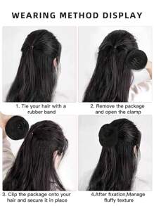 1 件合成假发 - 迷你爪夹凌乱猫耳假发发髻，接发假发配件，角色扮演服装派对发饰，适合女士和女孩 - 彩色 - 查看 13