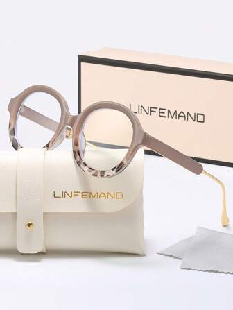  LINFEMAND Vintage klassische runde Brillengestelle mit transparenter Linse Lesebrille für Damen, Büro-/Computernutzung, Urlaubsgeschenk