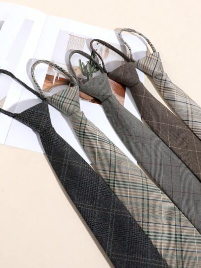 1 st. Herrmode Casual Rutig Randig Mönster Collegestil Kavaj i Fuskull Tyg Med Dragkedja Och Halsduk, Lämplig För Affärskläder & Casual Matchande Herrslips