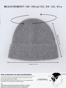 1pc Solid Color Warm Knitted Hat, Soft Fluffy Yarn, Fashionable Unisex Beanie, Autumn/Winter - 1pcs - View 4