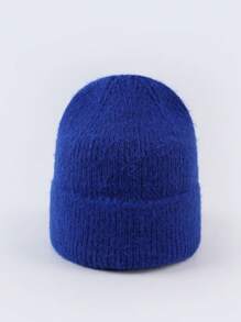 1pc Solid Color Warm Knitted Hat, Soft Fluffy Yarn, Fashionable Unisex Beanie, Autumn/Winter - 1pcs - View 7